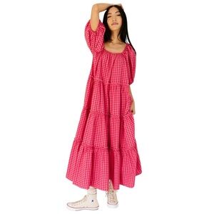 Zoco Layered Daymaker Dress in Pink Gingham Size L